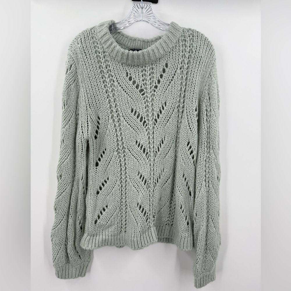 Abercrombie & Fitch Women's Pointelle Mint Green Chunky Knit Sweater Size M